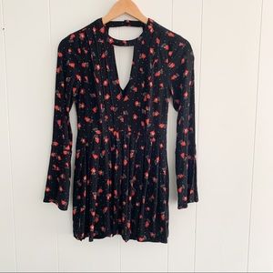 Free People Floral Long Sleeve Mini Dress